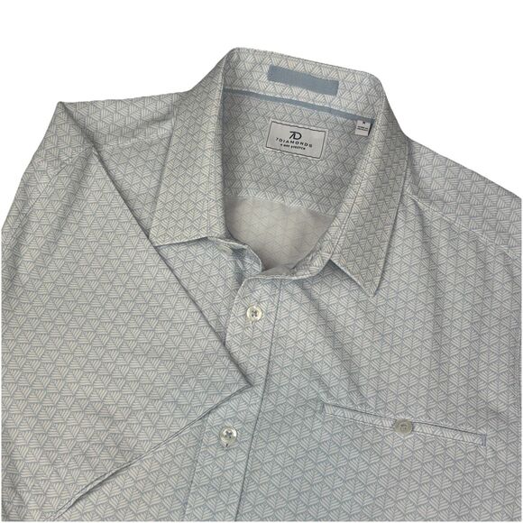 7 Diamonds Men's Palm 4 Way Stretch Short Sleeve Shirt White/Light Blue - M - Picture 1 of 8